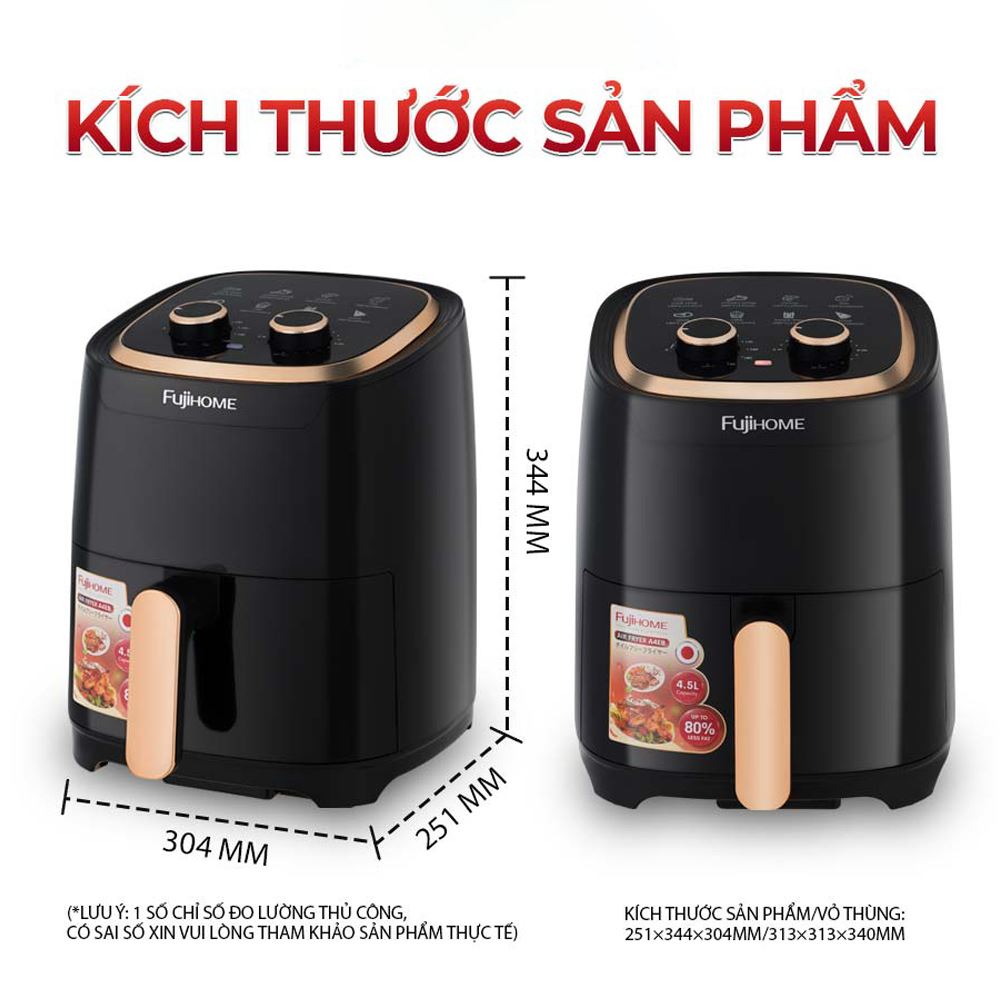 Nồi chiên không dầu FUJIHOME 4.5 lít A4EB Màu Đen