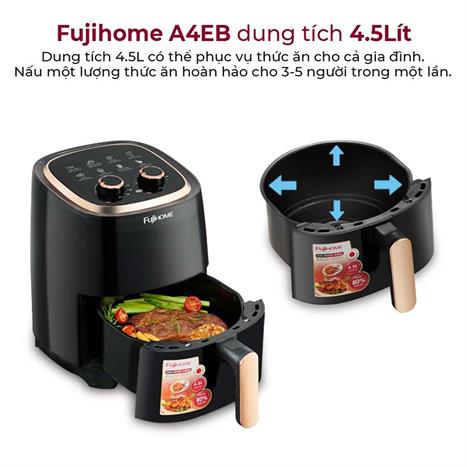 Nồi chiên không dầu FUJIHOME A4EB 4.5 lít Màu Đen