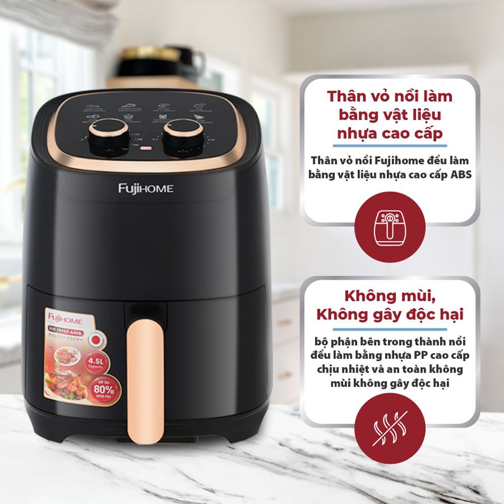 Nồi chiên không dầu FUJIHOME 4.5 lít A4EB Màu Đen