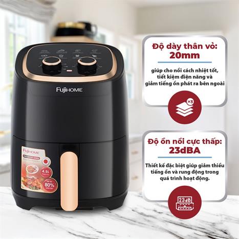 Nồi chiên không dầu FUJIHOME A4EB 4.5 lít Màu Đen