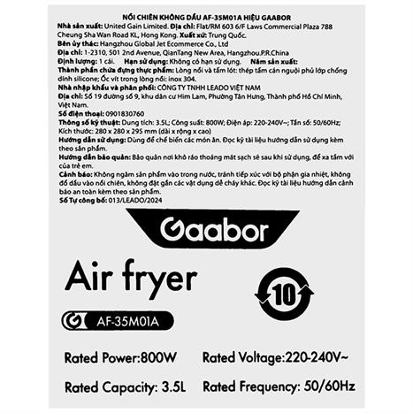 Nồi chiên không dầu Gaabor AF-35M01A 3.5 lít Màu Màu be