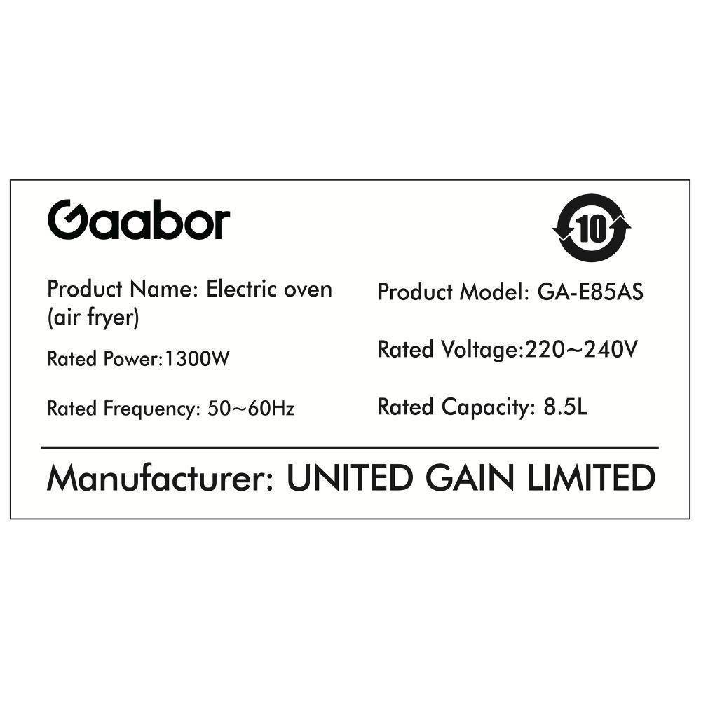 Nồi chiên không dầu Gaabor 8.5 lít GA-E85AS Màu Trắng