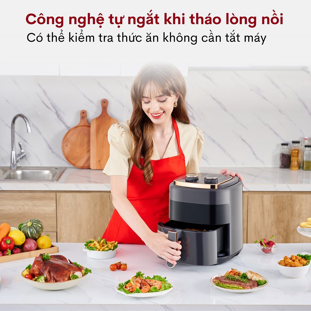 Nồi chiên không dầu FUJIHOME 5.5 lít A5GG Màu Đen