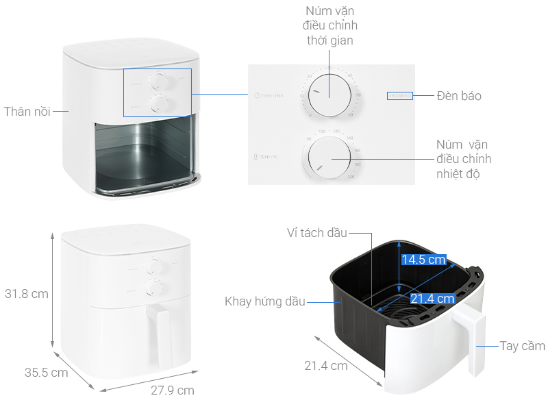 Nồi chiên không dầu Xiaomi Air Fryer Essential 6 lít BHR8588EU