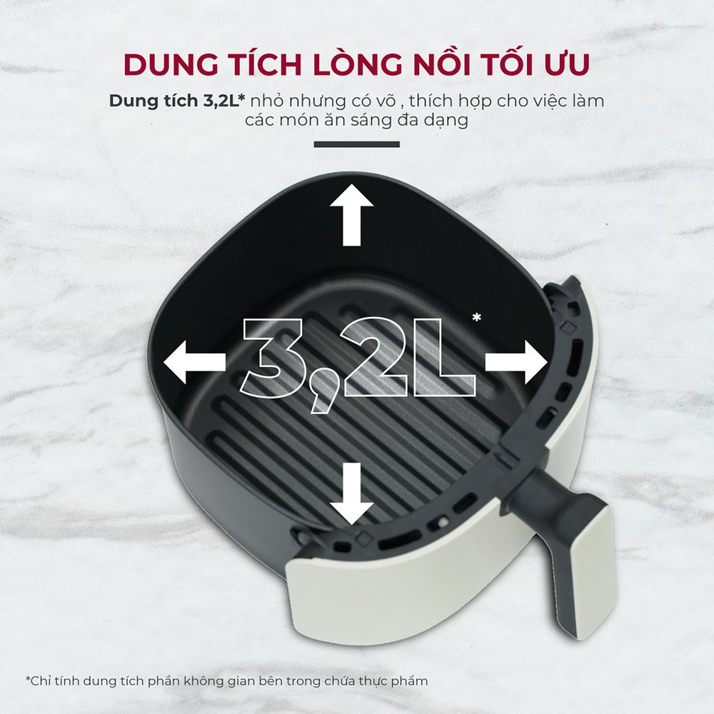 Nồi chiên không dầu FUJIHOME 3.2 lít A3W Màu Trắng