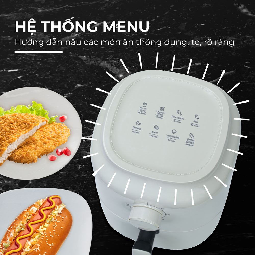 Nồi chiên không dầu FUJIHOME 3.2 lít A3W Màu Trắng