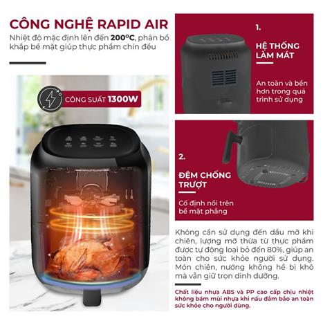 Nồi chiên không dầu FUJIHOME 3.2 lít A3B Màu Đen