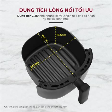 Nồi chiên không dầu FUJIHOME 3.2 lít A3B Màu Đen