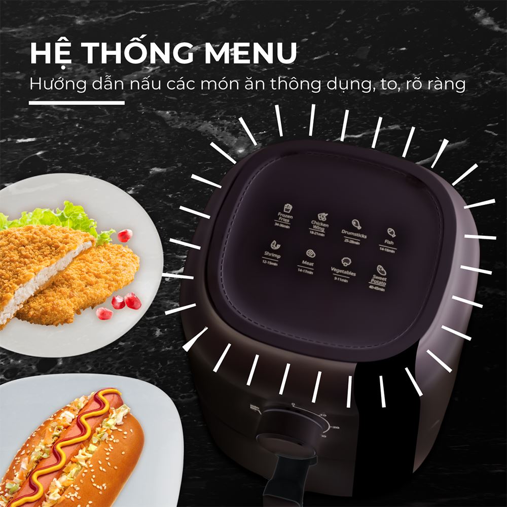 Nồi chiên không dầu FUJIHOME 3.2 lít A3B Màu Đen
