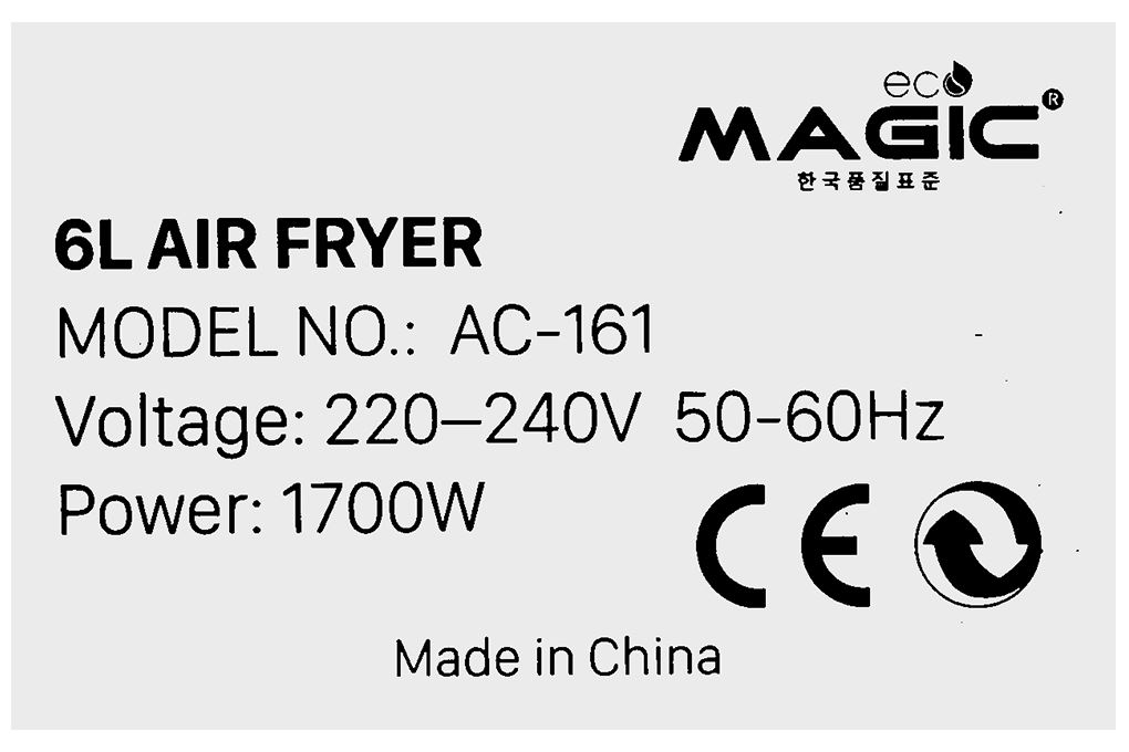 Nồi chiên không dầu Magic Eco 6 lít AC-161 Màu Kem