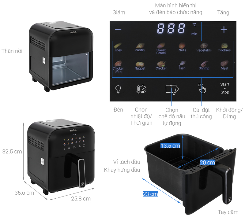 Nồi chiên không dầu Tefal Window 6 lít EY821868