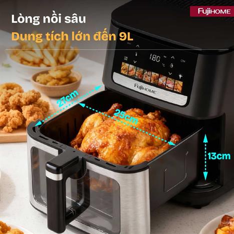 Nồi chiên không dầu FUJIHOME 9 lít A9DH Màu Đen