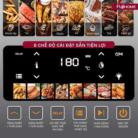 Nồi chiên không dầu FUJIHOME 9 lít A9DH Màu Đen