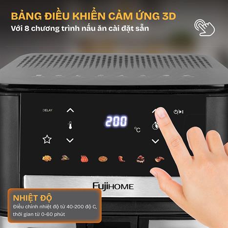 Nồi chiên không dầu FUJIHOME 7 lít A7DH Màu Đen