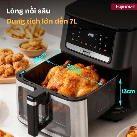 Nồi chiên không dầu FUJIHOME 7 lít A7DH Màu Đen