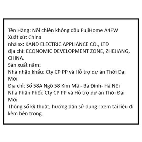 Nồi chiên không dầu FUJIHOME 4.5 lít A4EW