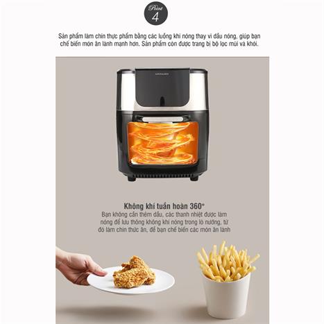 Lò chiên không dầu Lock&Lock 10 lít EJF691 Màu Đen