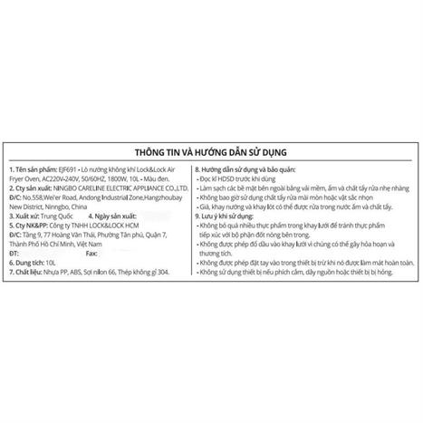 Lò chiên không dầu Lock&Lock 10 lít EJF691 Màu Đen