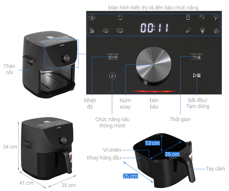 Nồi chiên không dầu Toshiba 7.4 lít AF-74CP1URVN(H)