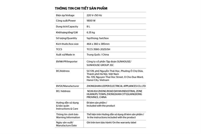 Nồi chiên không dầu Sunhouse 8 lít SHD4033 Màu Đen