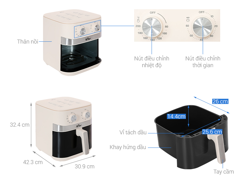 Nồi chiên không dầu Bear 9 lít AFR-215BF