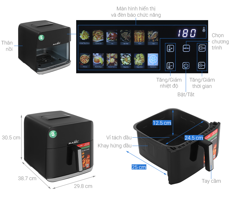 Nồi chiên không dầu Magic Eco 8 lít AC-162