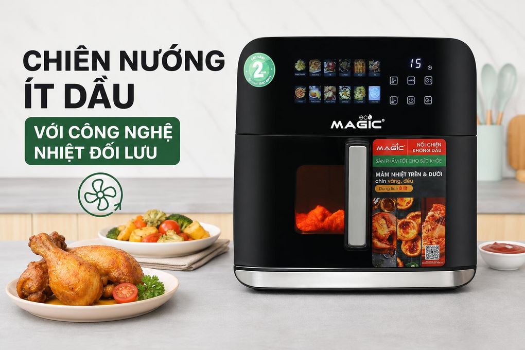 Nồi chiên không dầu Magic Eco 8 lít AC-162 Màu Đen