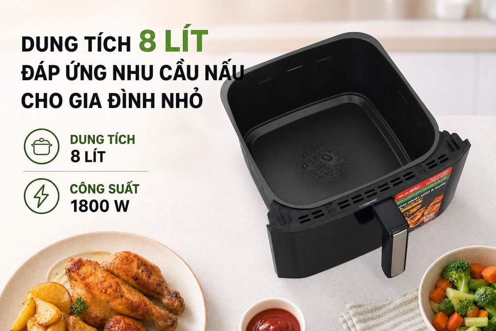 Nồi chiên không dầu Magic Eco 8 lít AC-162 Màu Đen