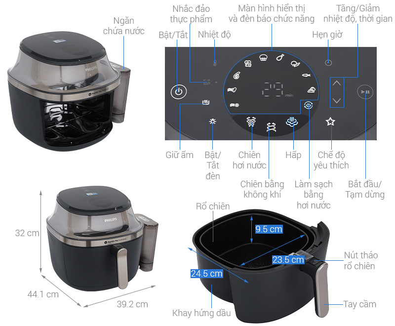 Nồi chiên không dầu Philips 7.2 lít NA543/00