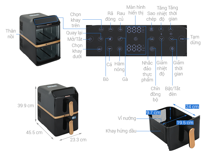 Nồi chiên không dầu Philips 10 lít NA462/70