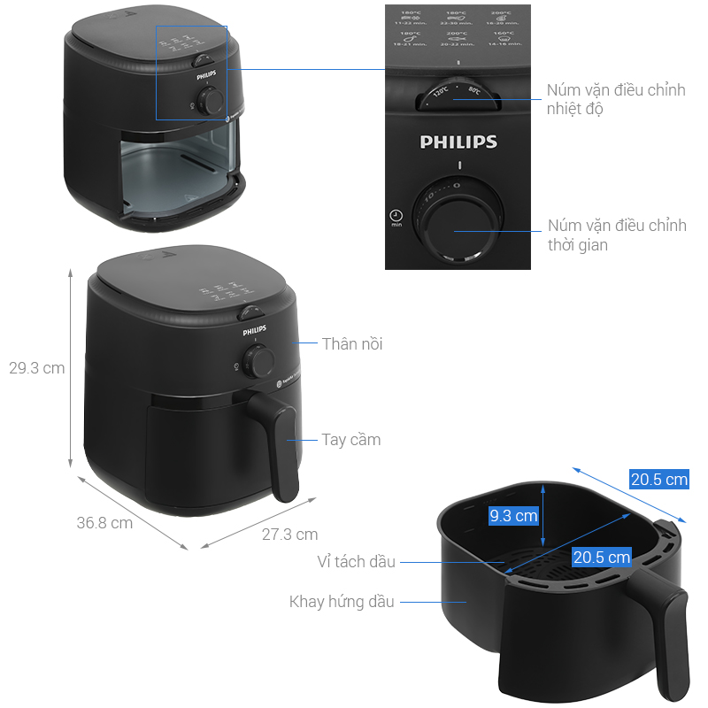 Nồi chiên không dầu Philips 4.2 lít NA120/00