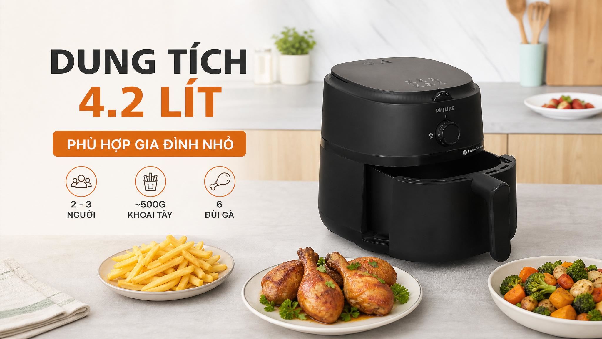 Nồi chiên không dầu Philips 4.2 lít NA120/00 - 6