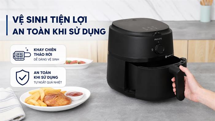 Nồi chiên không dầu Philips 4.2 lít NA120/00 Màu Đen