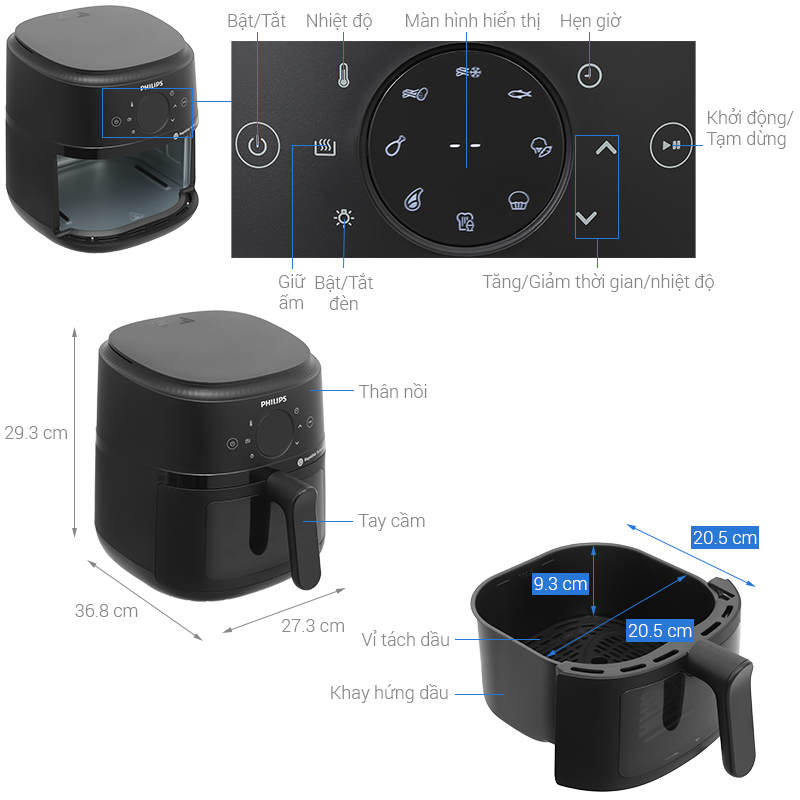 Nồi chiên không dầu Philips 4.2 lít NA220/00