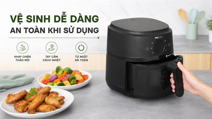 Nồi chiên không dầu Philips 4.2 lít NA220/00 Màu Đen