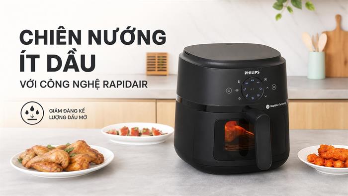 Nồi chiên không dầu Philips 4.2 lít NA220/00 Màu Đen