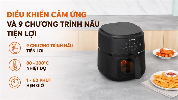Nồi chiên không dầu Philips 4.2 lít NA220/00 Màu Đen