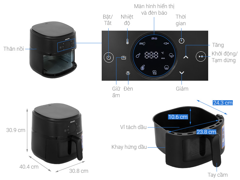 Nồi chiên không dầu Philips 6.2 lít NA230/00