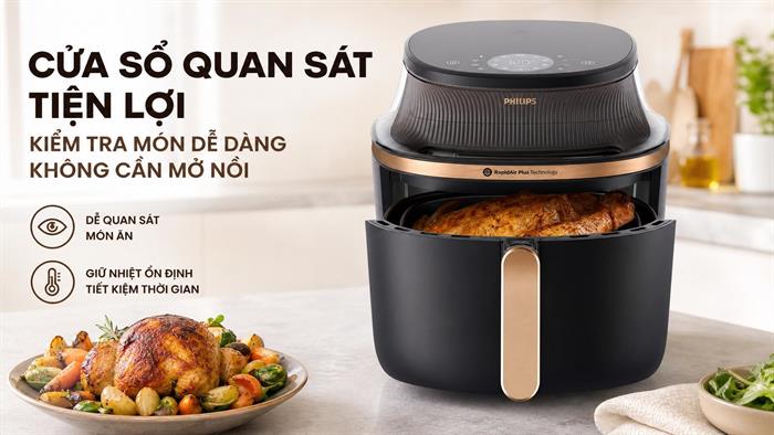 Nồi chiên không dầu Philips 7.2 lít NA342/00 Màu Đen