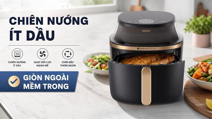 Nồi chiên không dầu Philips 7.2 lít NA342/00 Màu Đen