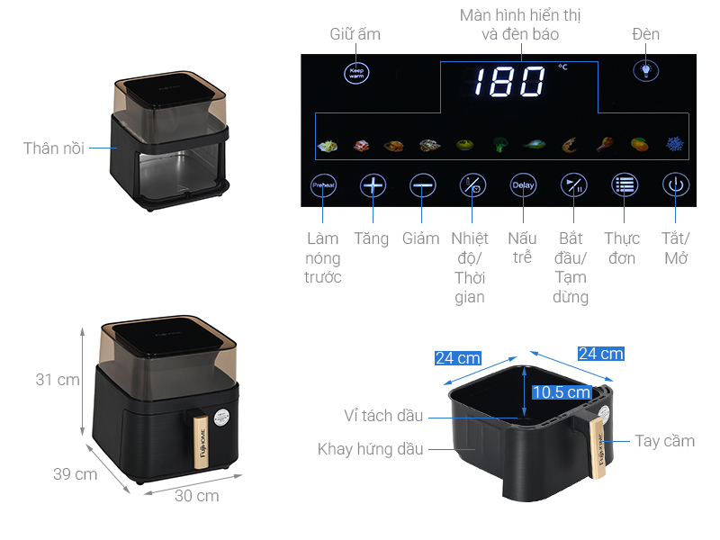 Nồi chiên không dầu FUJIHOME A8DG2 8L