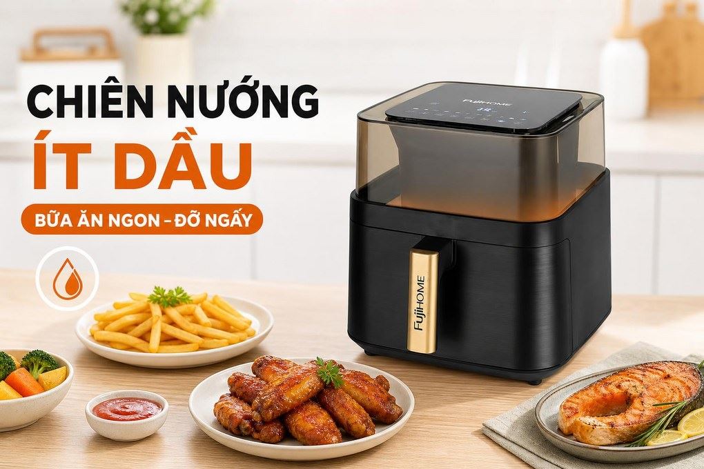 Nồi chiên không dầu FUJIHOME A8DG2 8L Màu Đen