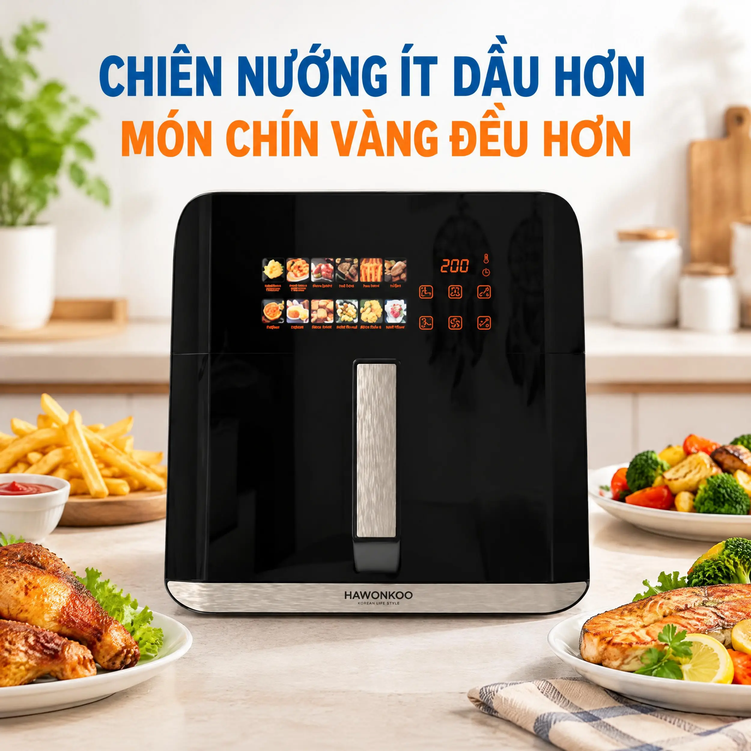 Nồi chiên không dầu Hawonkoo 10 lít AFH-106 - Chiên nướng ít dầu hơn Nồi chiên không dầu Hawonkoo 10 lít AFH-106 - Chiên nướng ít dầu hơn