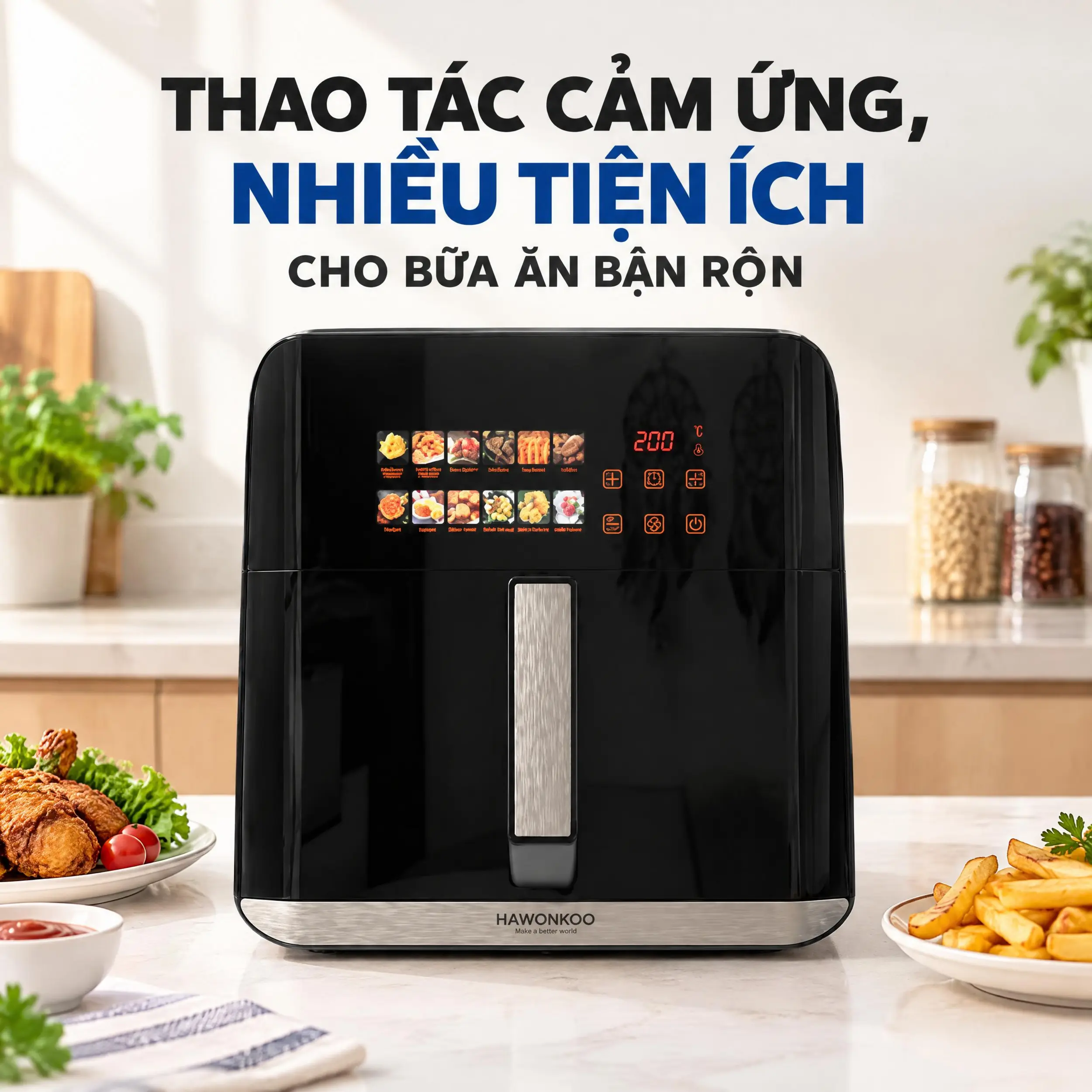 Nồi chiên không dầu Hawonkoo 10 lít AFH-106 - Thao tác cảm ứng Nồi chiên không dầu Hawonkoo 10 lít AFH-106 - Thao tác cảm ứng