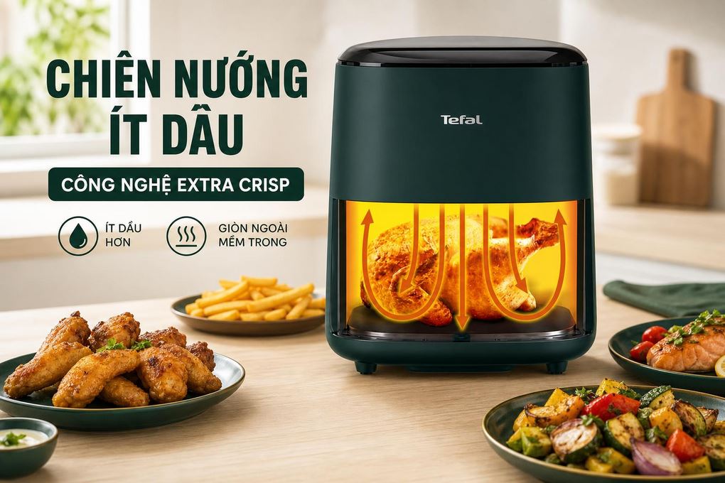 Nồi chiên không dầu Tefal 5 lít EY245310 Màu Xanh