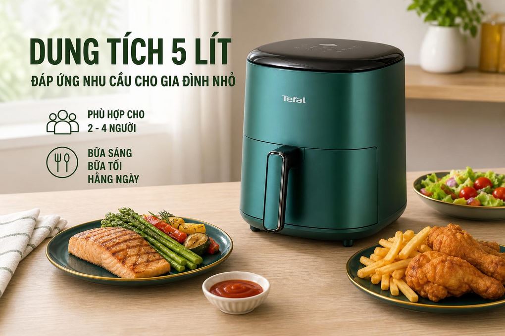 Nồi chiên không dầu Tefal 5 lít EY245310 Màu Xanh