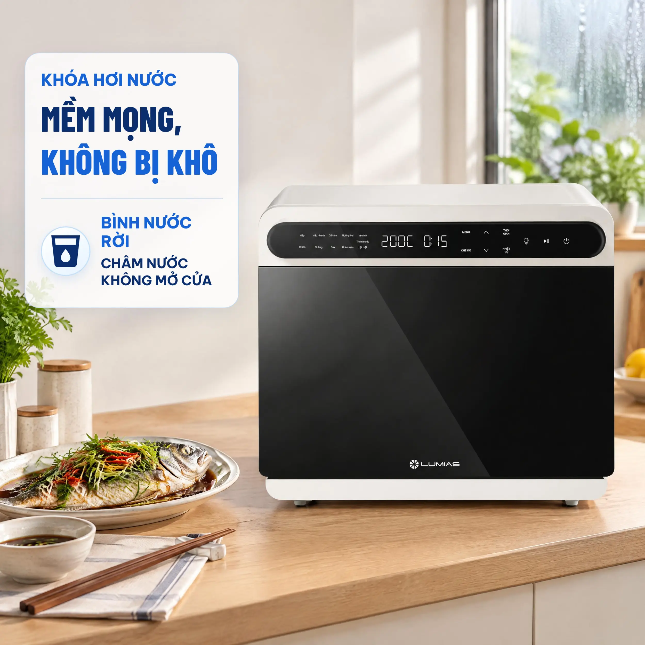 Nồi chiên không dầu kết hợp hấp LUMIAS 24 lít SF2400 - Khoá hơi nước Nồi chiên không dầu kết hợp hấp LUMIAS 24 lít SF2400 - Khoá hơi nước