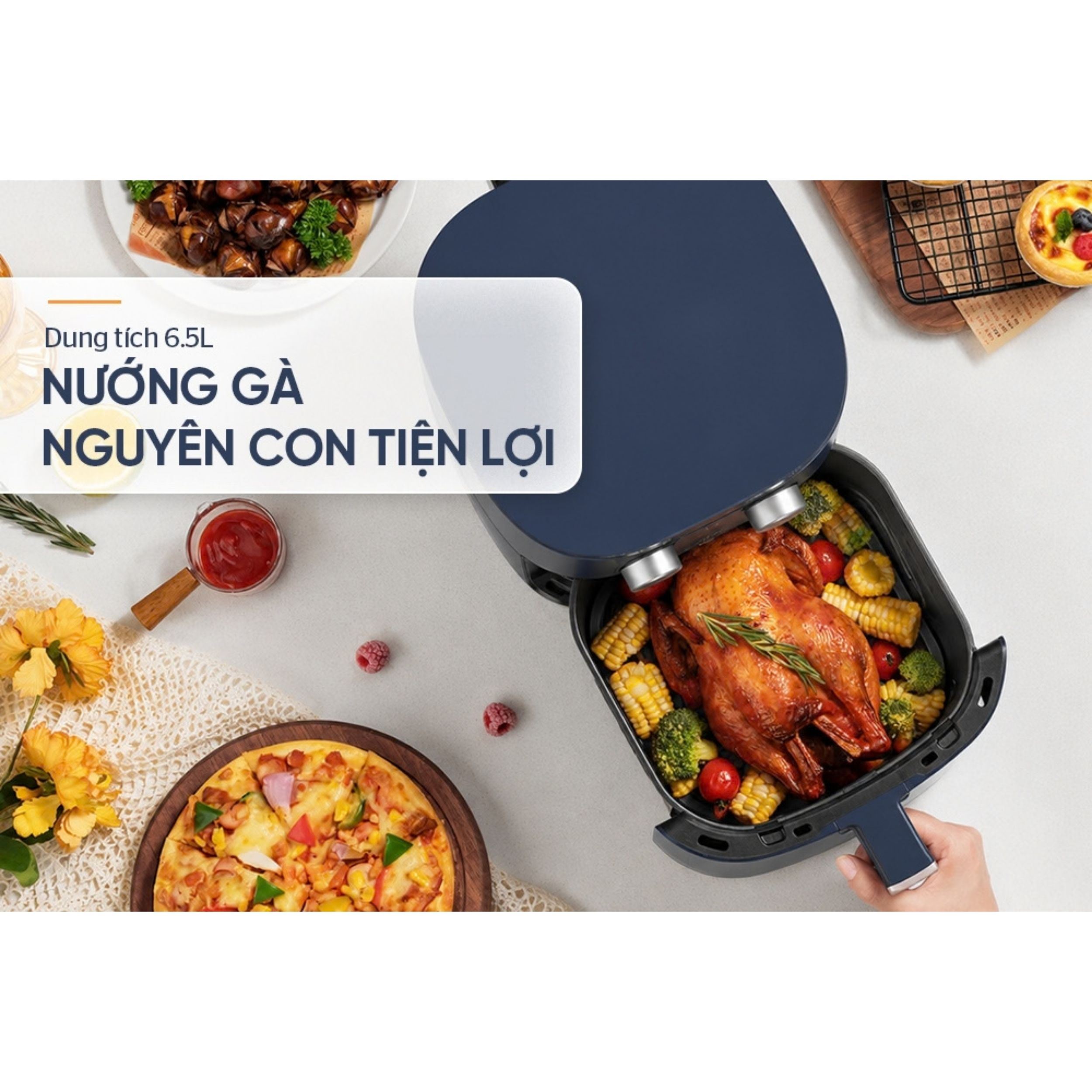 Nồi chiên không dầu Sunhouse 6.5 lít SHD4020 Màu Xanh than