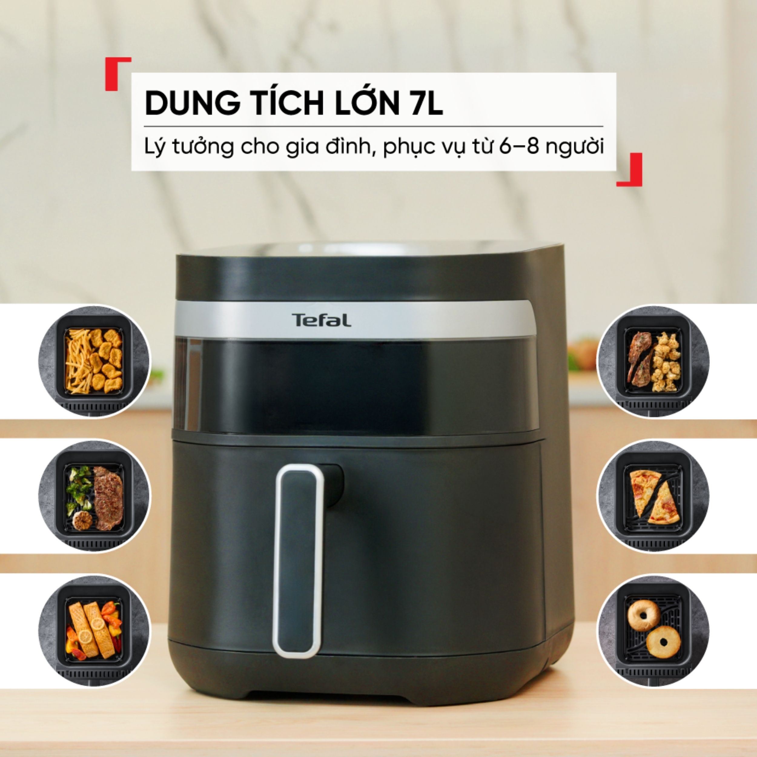 Nồi chiên không dầu Tefal 7 lít Far Infrared EY8328E0 Màu Đen
