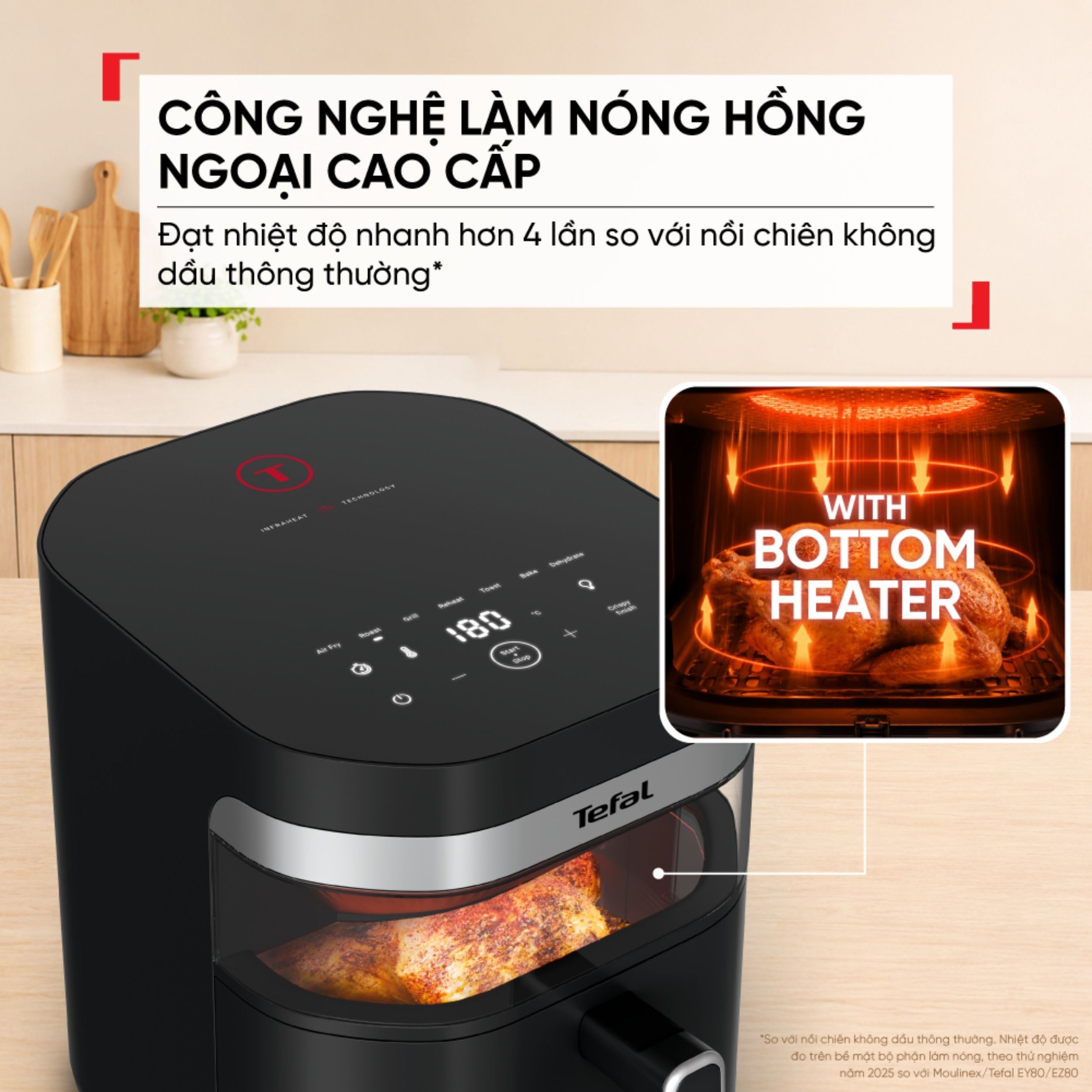 Nồi chiên không dầu Tefal 7 lít Far Infrared EY8328E0 Màu Đen